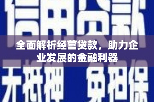 酒泉全面解析经营贷款，助力企业发展的金融利器