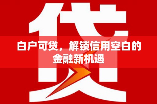 酒泉白户可贷，解锁信用空白的金融新机遇