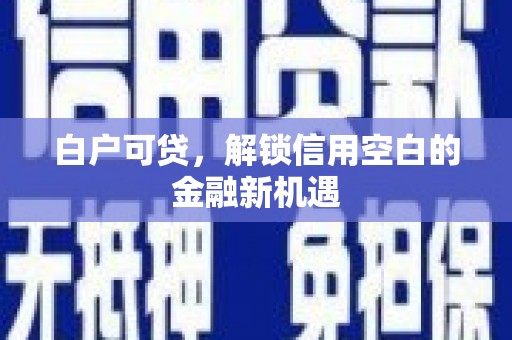酒泉白户可贷，解锁信用空白的金融新机遇