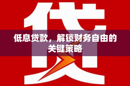 酒泉低息贷款，解锁财务自由的关键策略