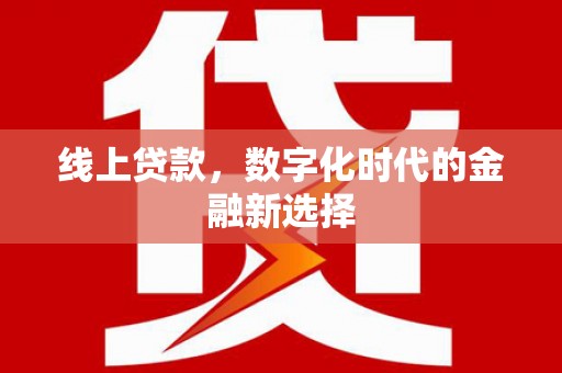 酒泉线上贷款，数字化时代的金融新选择